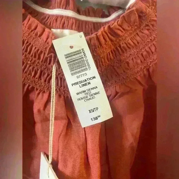 Wilfred women’s dress size XS Organic Linen Warm Siena Red NWT - Picture 4 of 5